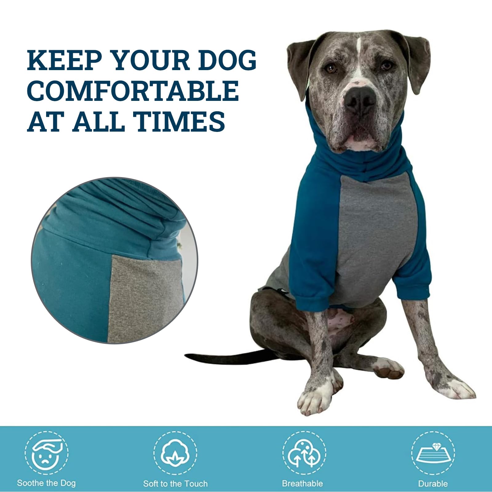 Tooth & Honey Hundepullover, Größe L, M, XL, Blaugrün/Grau