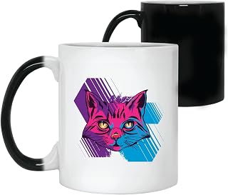 Colorful Cat Gift for Cat Lovers Trippy Design 11oz 15oz Color Changing Mug