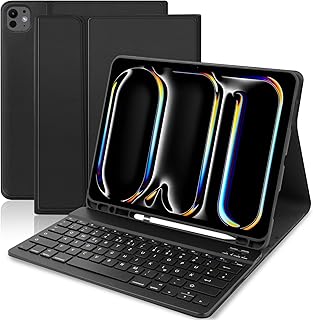 TENGWUDZ Keyboard Case for iPad Pro 13 Inch 2024 (M4), Protective Case with Pencil Holder and QWERTZ German Removable Wireless Keyboard for iPad Pro 13 Inch (Black)