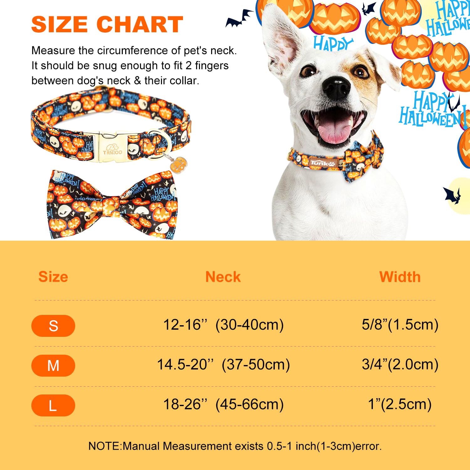 Tunkoo Happy Halloween obroża dla psa z dynią - trwała, regulowana i stylowa obroża dla zwierząt dostępna w rozmiarach S, M, L