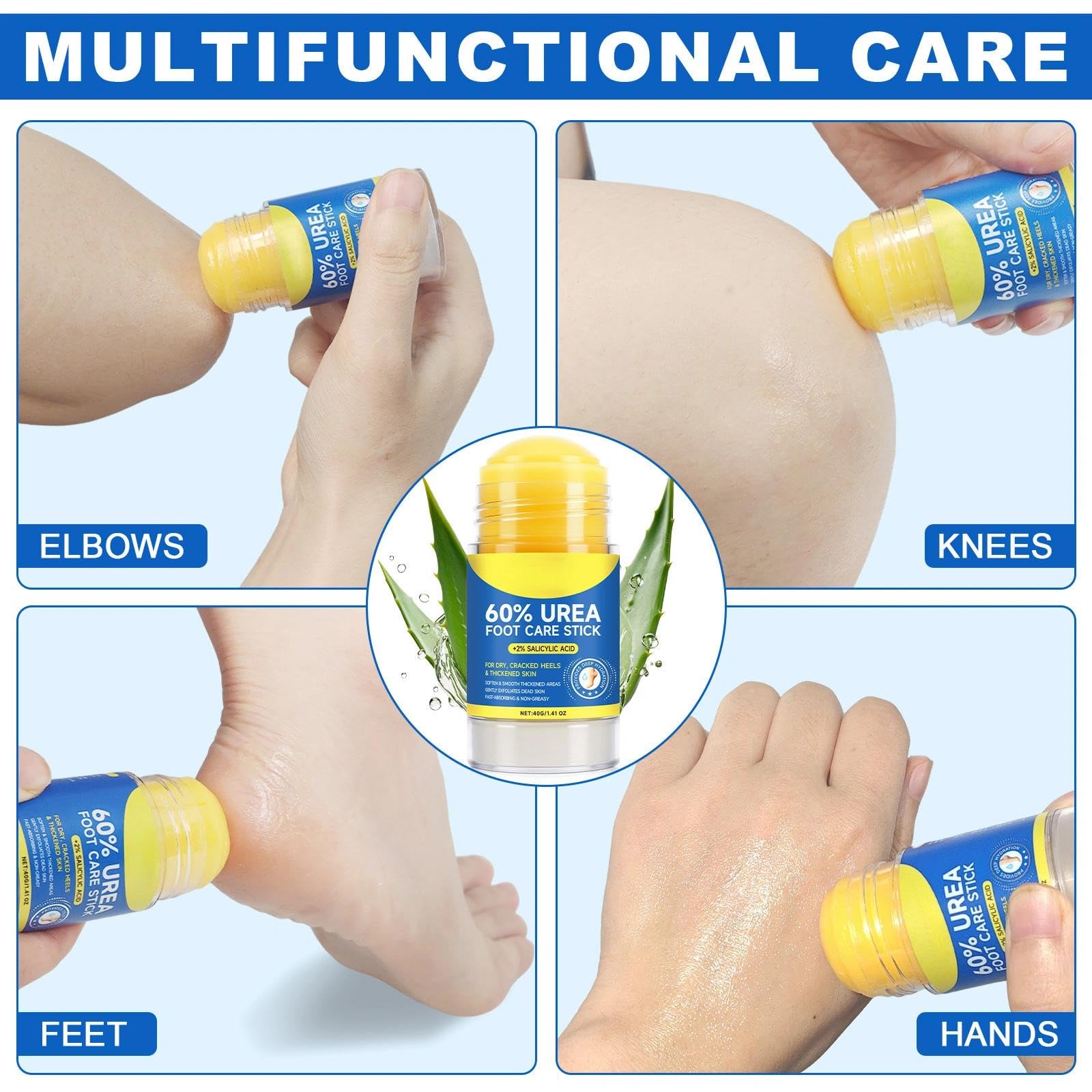 Urea Foot Cream for Cracked Heels and Dry Skin 60 Percent, Cracked Heel Repair Cream, Heel Stick for Soft Smooth Skin - Image 4