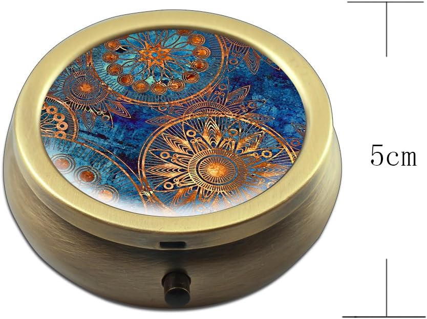 Pill Box - Cheliz Compact 3 Compartment Medicine Case, Pill Box for Pocket or Purse(Blue Compass-1)