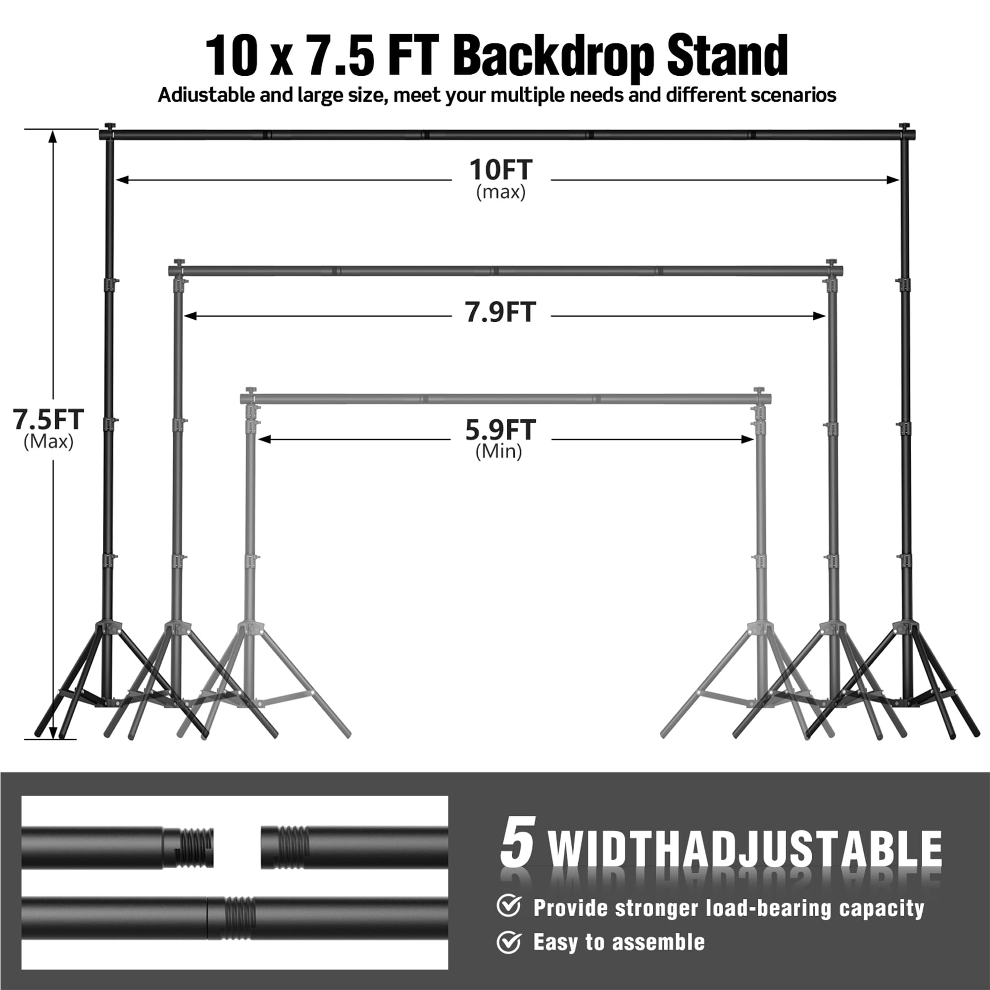 Fotohintergrund Ständer 10x8FT - Teleskop Verstell Produktbild-Vorschau 5