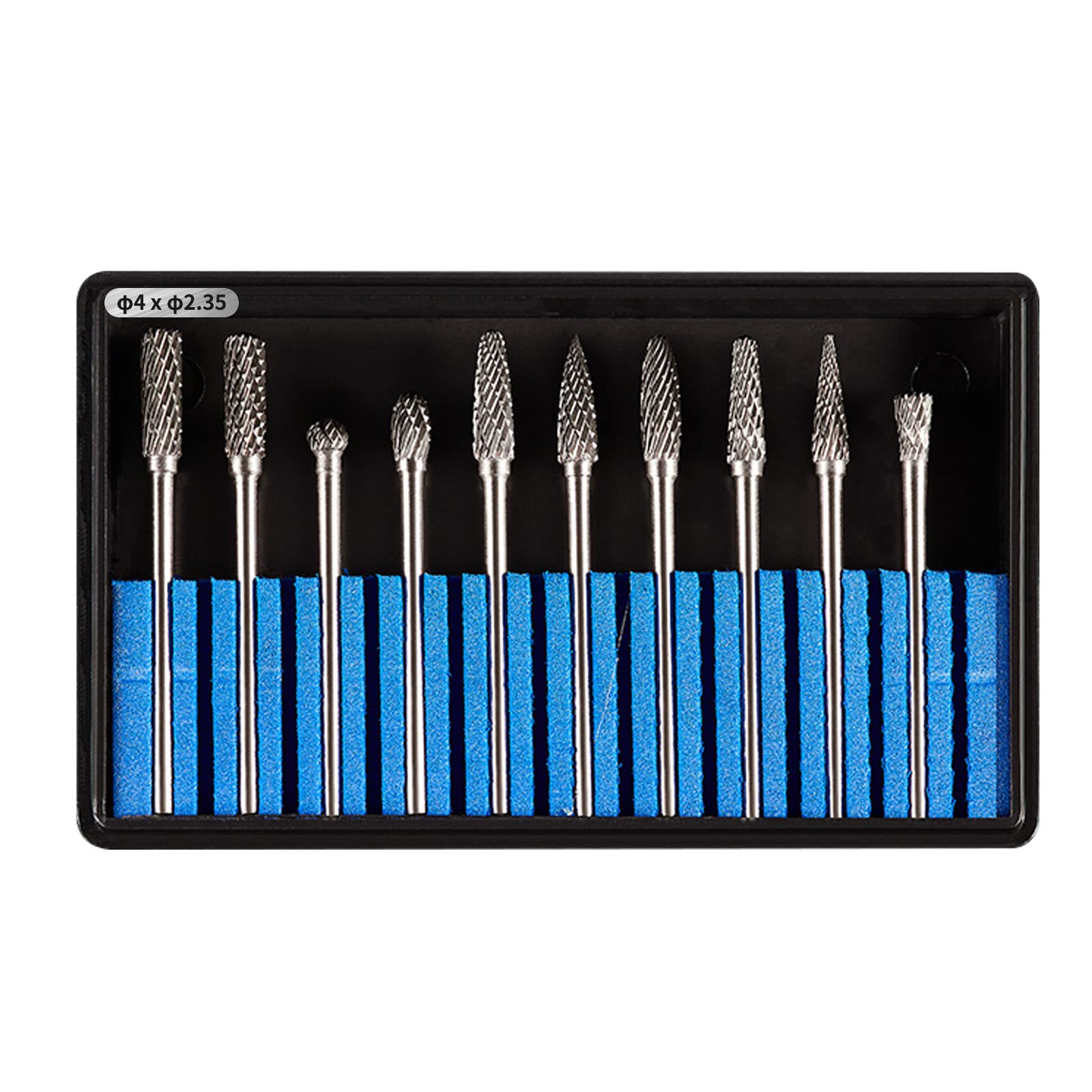 10 Pcs Ø4 x 2.35 mm Aluminum Cutting Carbide Burr