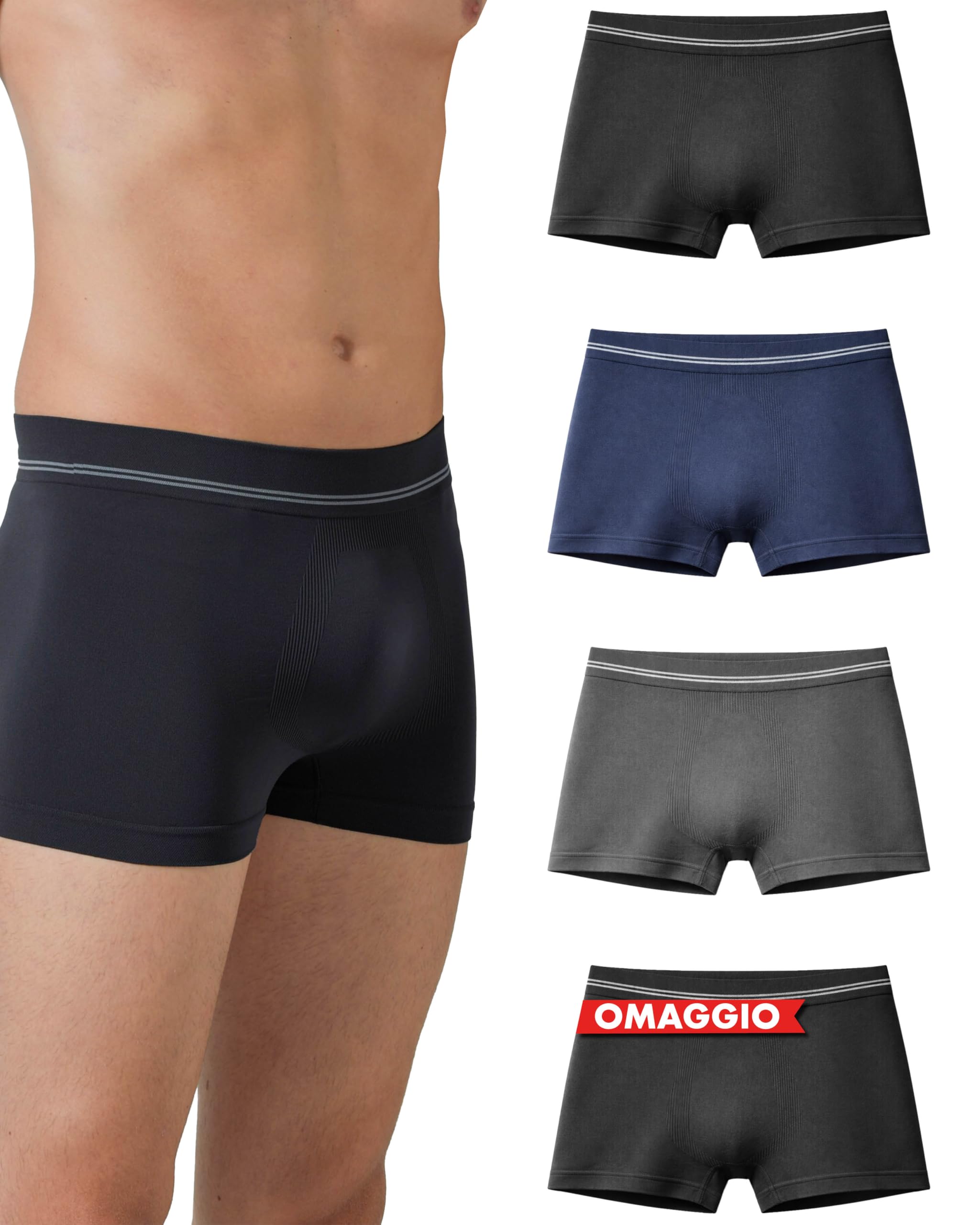 Risalti Mens Boxers Microfibre 3 Pcs - Men's Boxer Shorts More Breathable Than Mens Cotton Boxers, Mens Underwear Trunks, Mens Underwear, Seamless Boxers For Men - Made In Italy