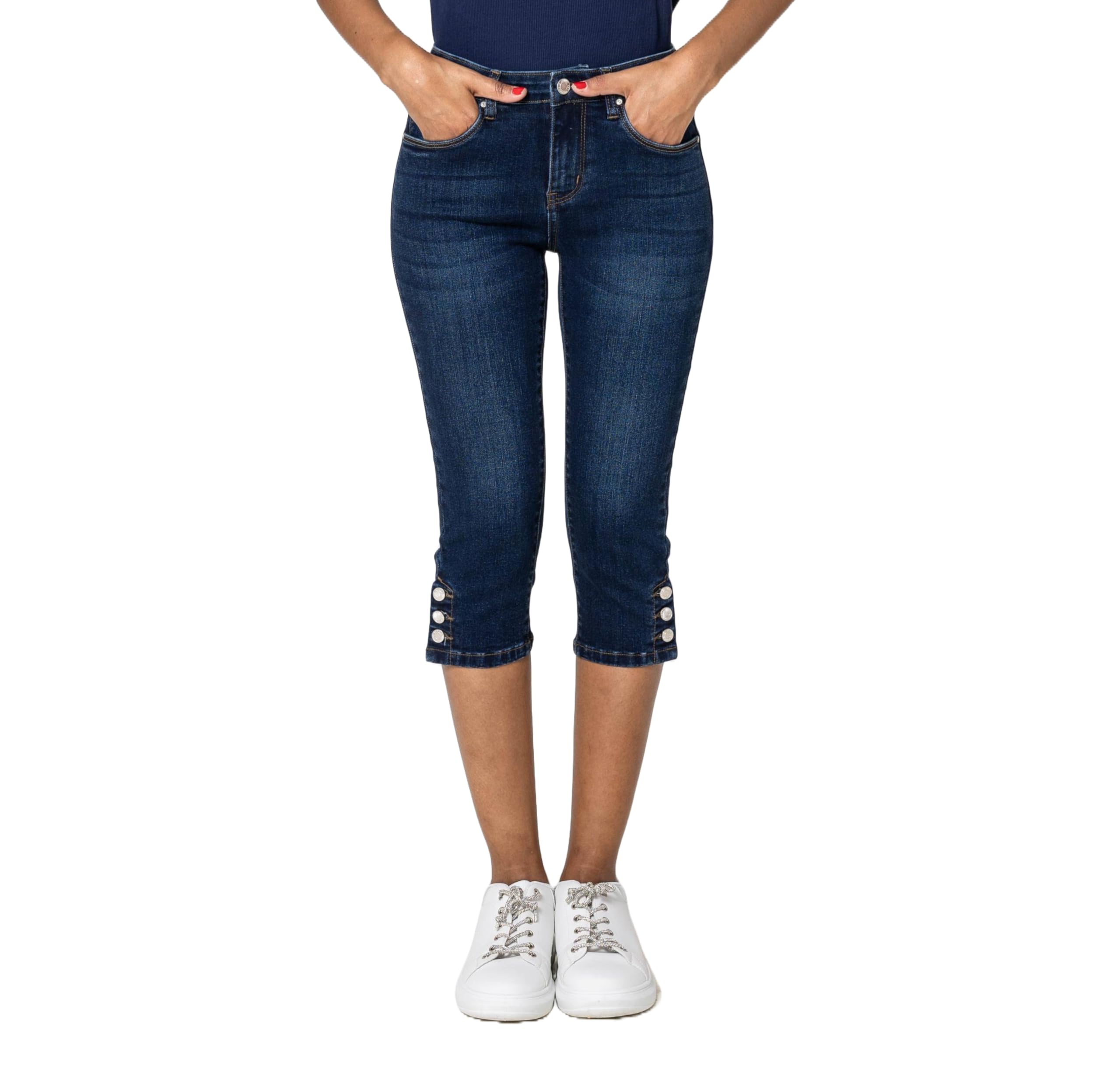 Nina Carter P516 Damen Capri Slim Fit Jeanshosen HIGH Waist Sommer Jeans
