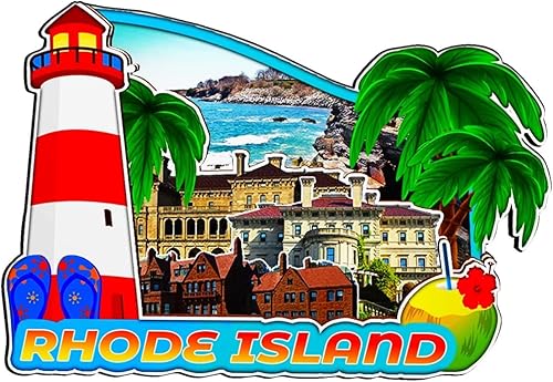 Rhode Island USA - Imán de madera para nevera, monumentos en 3D, recuerdos coleccionables, decoración hecha a mano, 1333