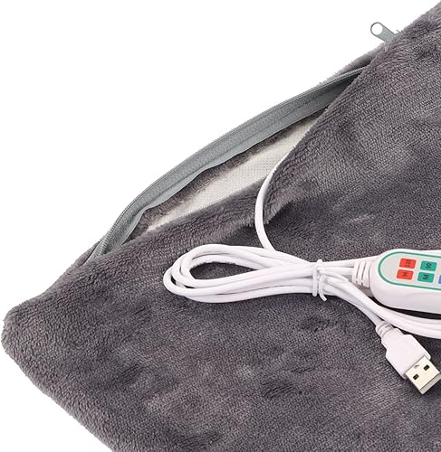 Miniatura 9 de Manta térmica eléctrica, manta eléctrica con 3 ruedas de calefacción, bufanda eléctrica de pelusa suave, manta térmica eléctrica portátil