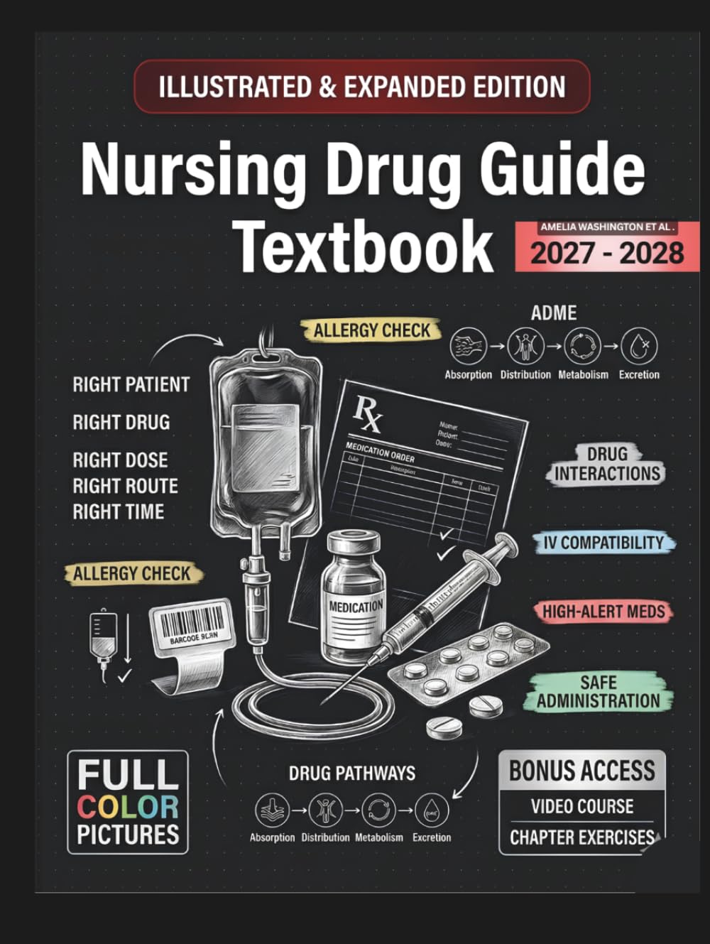 NURSING DRUG GUIDE TEXTBOOK 2027-2028: Illustrated & Expanded | A Practical, Evidence-Informed Clinical Guide to Drug Class Review, Dosage Calculation, and Patient-Centered Nursing Care