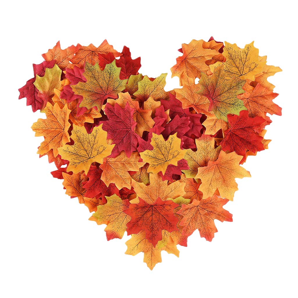 Big Shoppe Store 200pcs Artificial Maple Leaves Autumn Fall Leaf Wedding Thanksgiving Decor-image-1