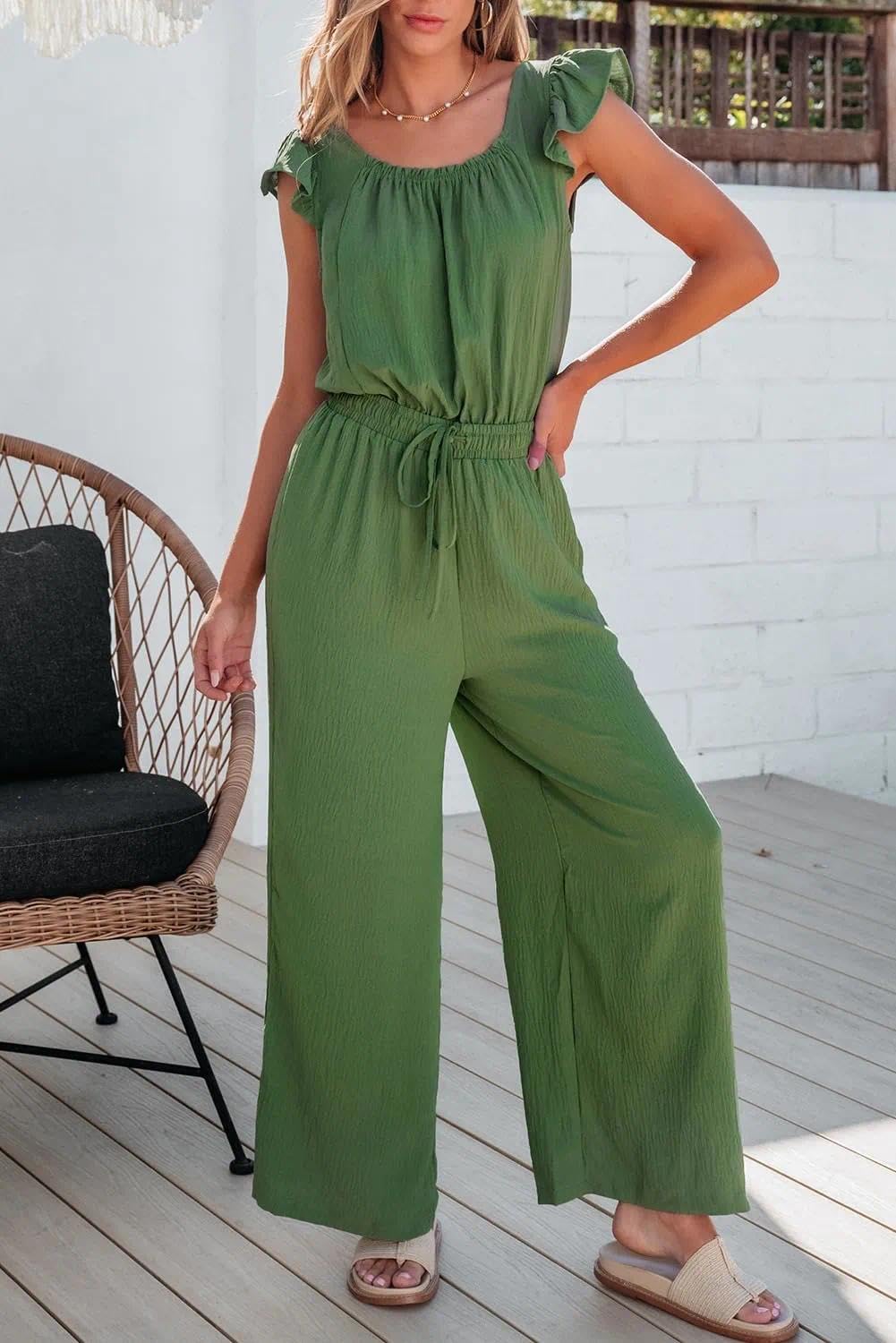 Combinaison d'été sans manches pour femme, pantalon long, décontracté, pantalon large avec poches