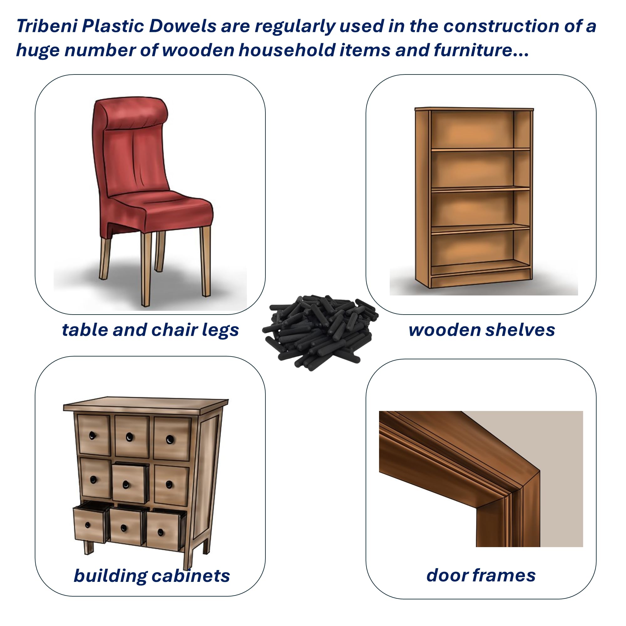 Kunststoff-Dübel 8x40mm - 100 Stück Für Möbelbau & Holzbearbeitung