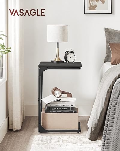 Miniatura 2 de VASAGLE Mesa auxiliar en forma de C, mesa auxiliar pequeña para sofá, mesa de sofá con marco de metal para sala de estar, dormitorio, mesita de