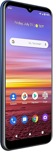 AT&T Prepaid Radiant Max 32GB, pantalla HD+ de 6.5 pulgadas, teléfono inteligente prepagado, azul cobalto