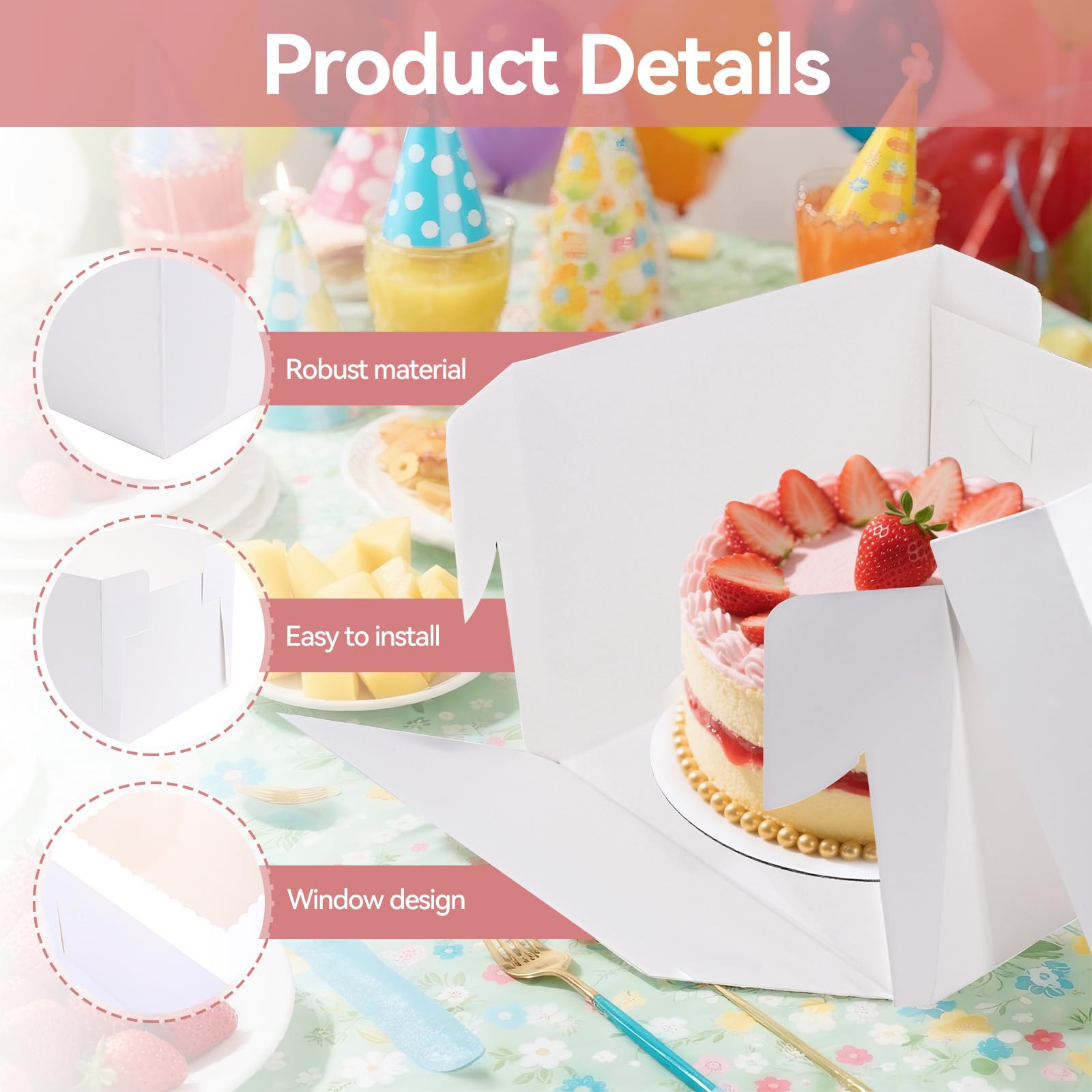 Taartdoos | 25x25x8cm | Wit (150 stuks) - - Alles voor kantoor, alle verpakkingen