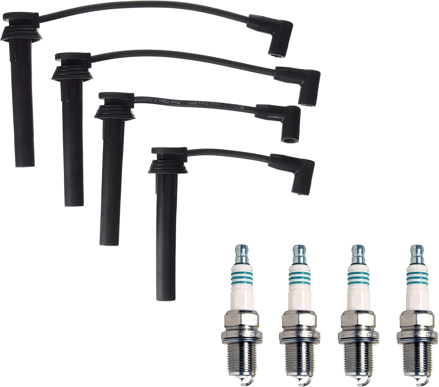 Denso Wire Set 7mm & 4 Iridium Power Spark Plug 0.044 Kit For Mini Cooper 1.6 L4