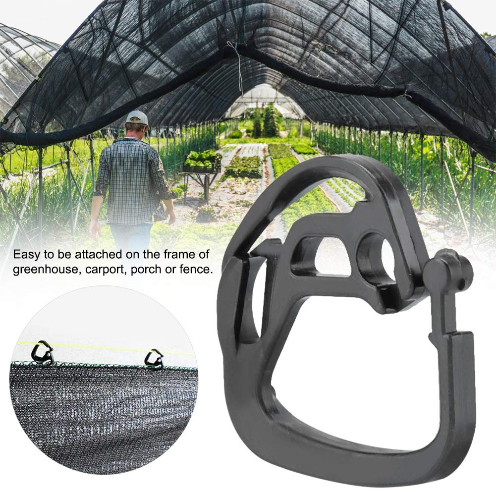 Cyrank 100PCS Shade Cloth Clips Heavy Duty, Shade Cloth Plastic Clips Shade Netting Black Clips Plastic Hanging Hooks for Shade Fabric Greenhouse Accessories