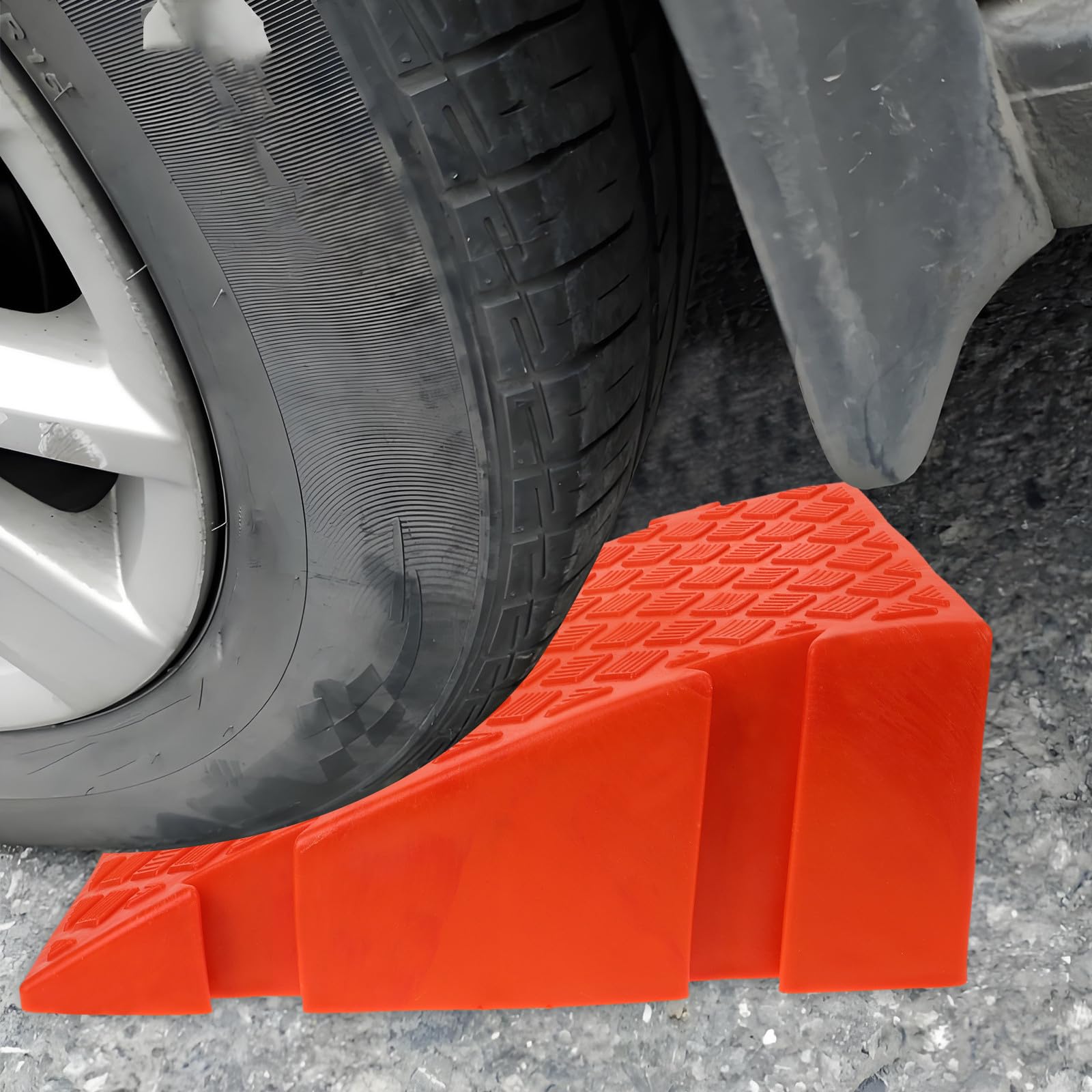 Rampa de Goma Naranja para Silla de Ruedas y Escalones Exteriores