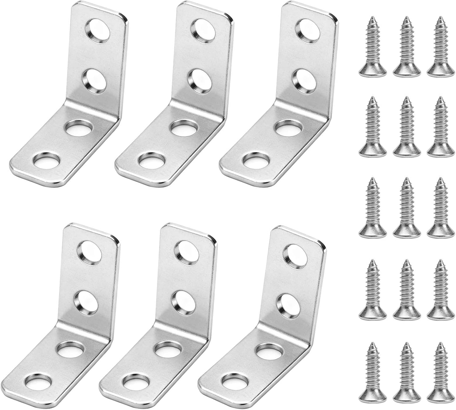 11 Pcs Right Angle Brackets with 44 Screws, L Shaped 90 Degree Heavy Duty Metal Corner Brace for Wood Shelving Furniture Fixation (1.18x0.5 inch)