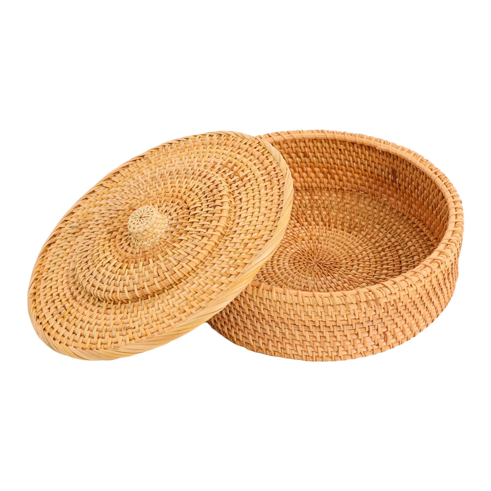 Tortilla Wärmer, Tortilla-Korb, Gewebtes Aufbewahrungsbox mit Deckel, Rattan-Tortilla-Halter für Pfannkuchen, Taco-Brot, Schreibtisch-Organizer (26 x 9 cm)