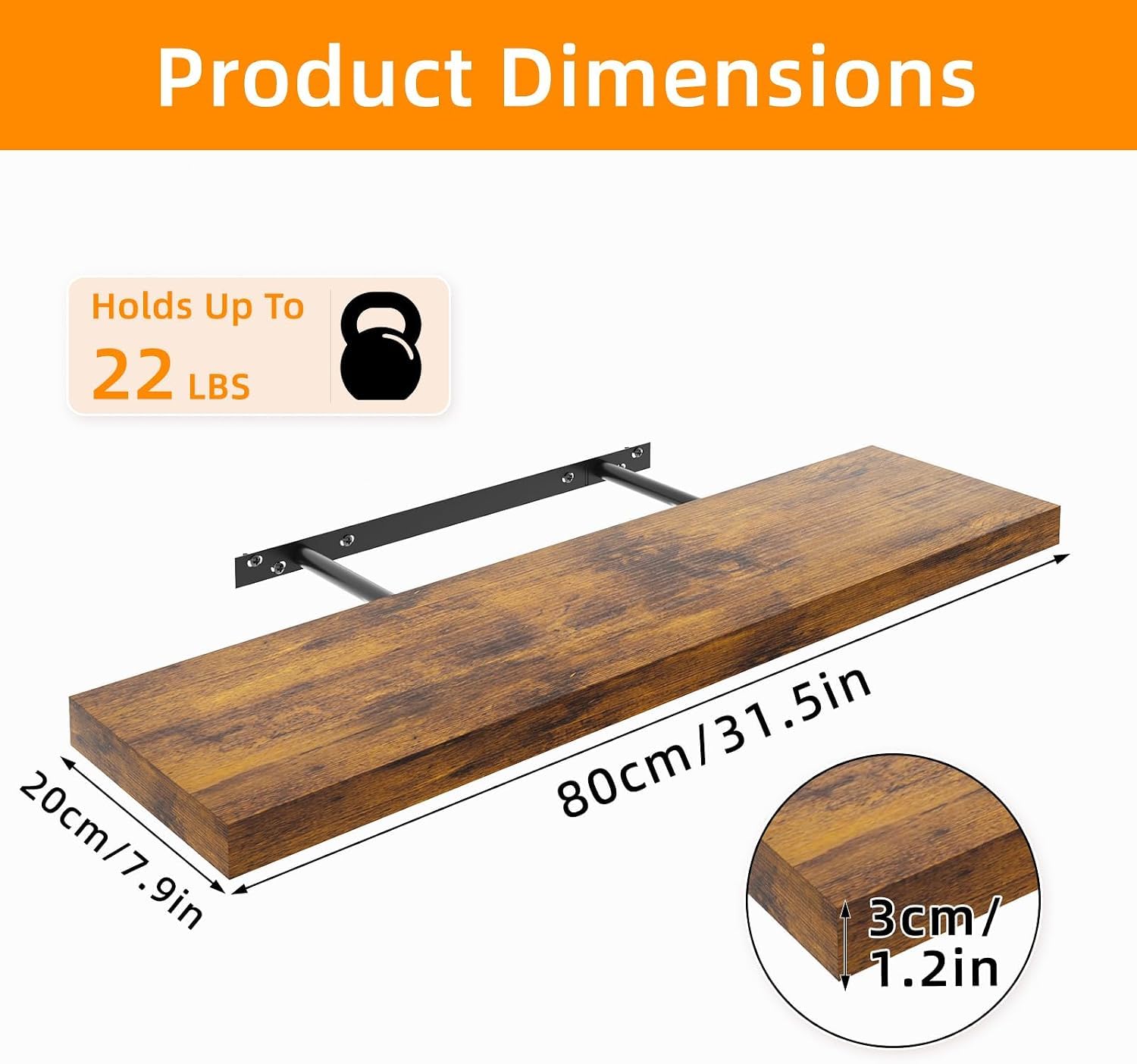 TOMNK 2pcs Floating Shelves for Wall