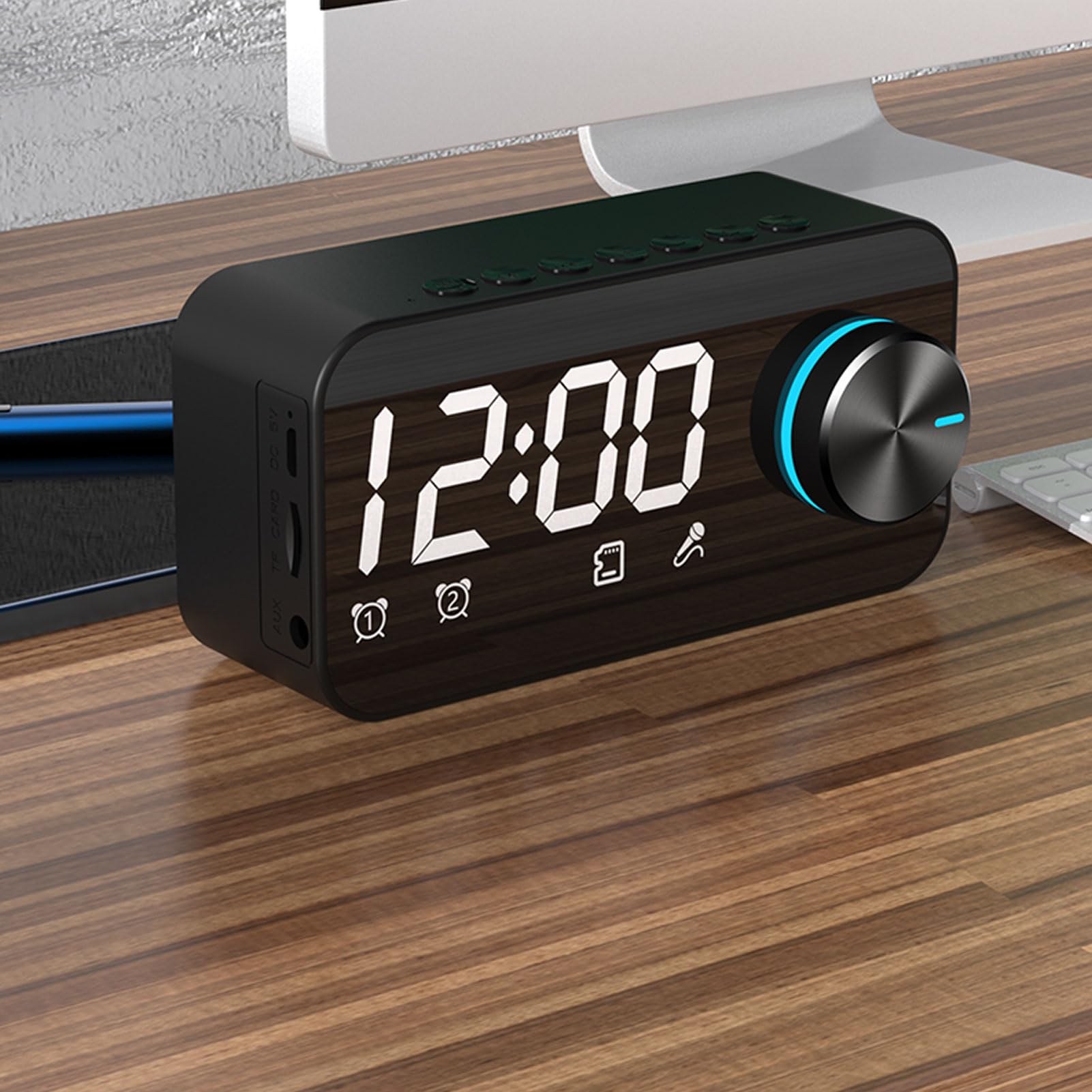 Radio Despertador Bluetooth, Reloj Digital con Alarma Dual, Radio FM, Altavoz Incorporado, Pantalla de Temperatura