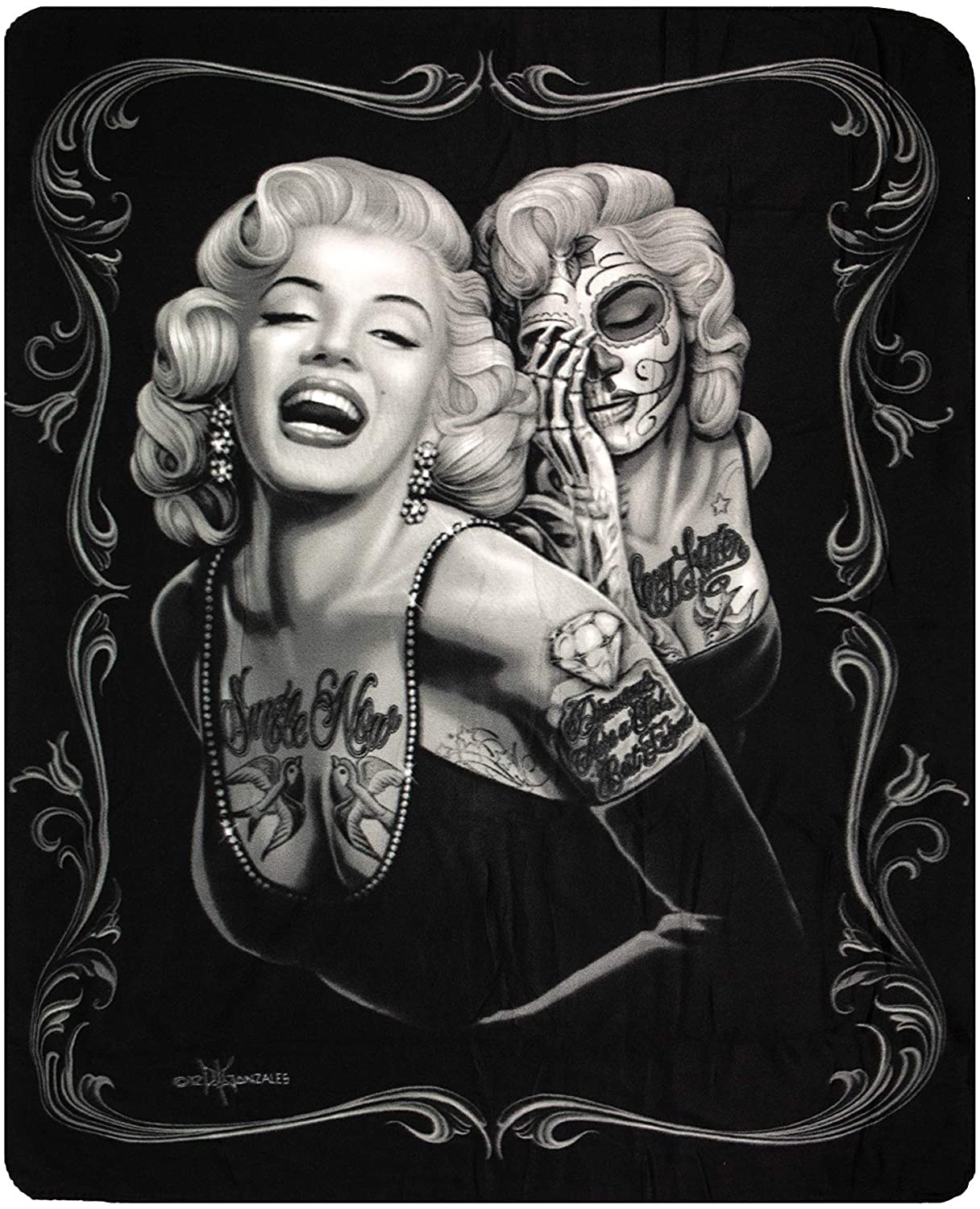 JPI Plush Throw Blanket - Marilyn Monroe Smile Now - Queen Bed 79"x 95" - Special Edition Faux Fur Blanket for Beds, Sofa, Couch, Picnic, Camping