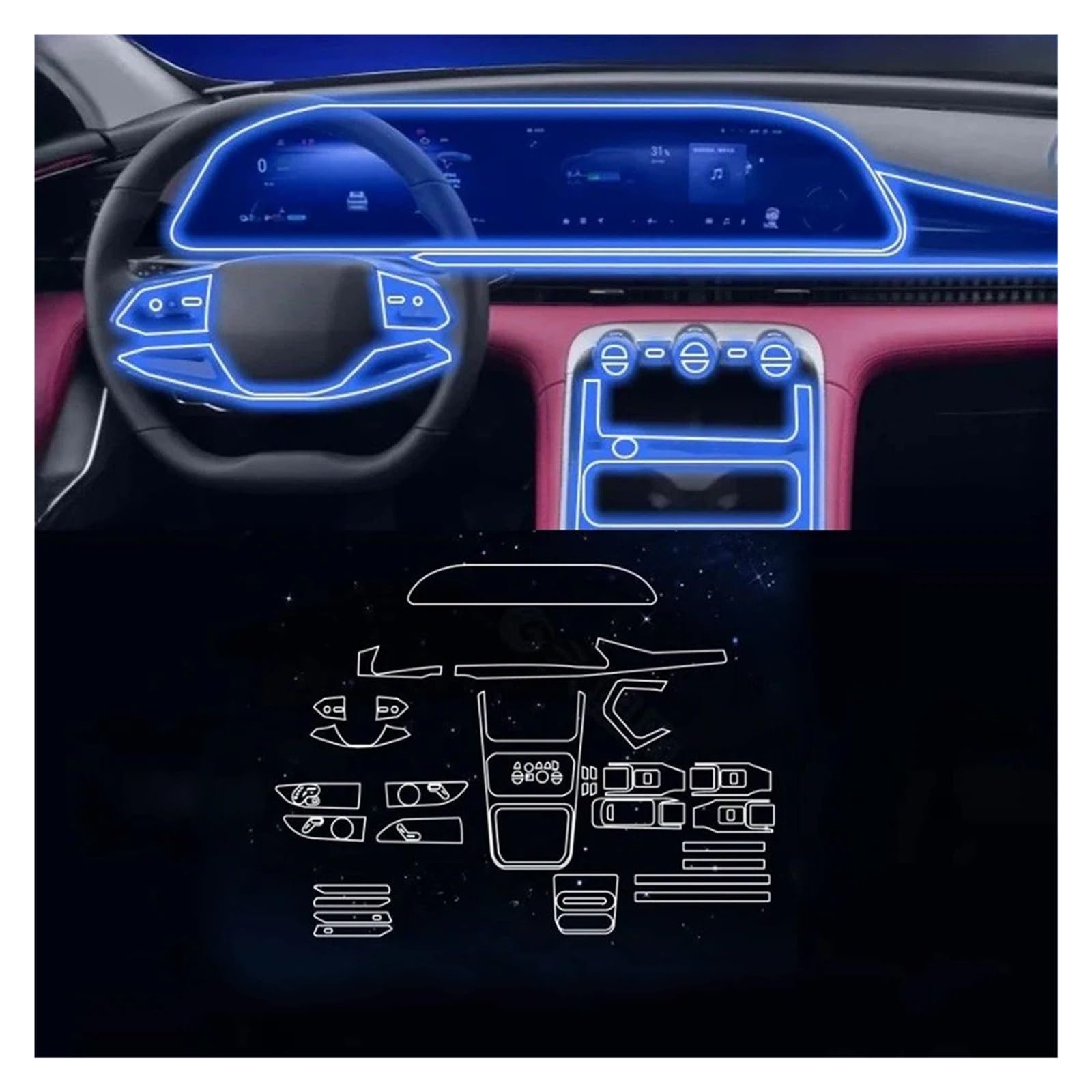 Navigation Displayschutz Für OMODA 9 Für SHS 2024-2026 PPF Schutz Film Auto Transparent TPU LCD GPS Navigation Getriebe Panel Center Konsole Zubehör Displayschutzfolie(Left Hand Drive)