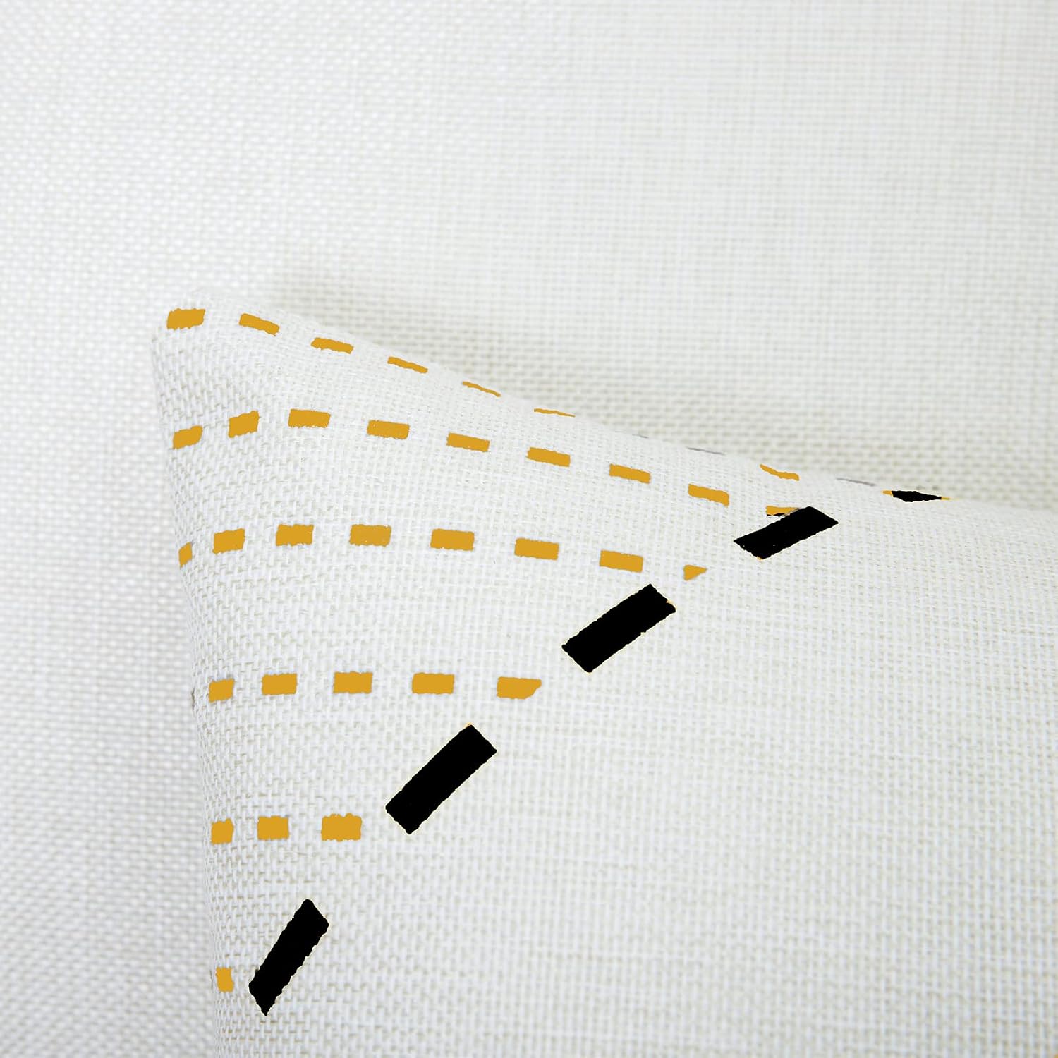 Hlonon Decorative Throw Pillow Covers for Couch Set of 4 Modern Style Stripes Geometric Square Cushion Covers for Bed Sofa Living Room Home Decoration 18 x 18 inch (Black + Yellow, 20x20 Inch)