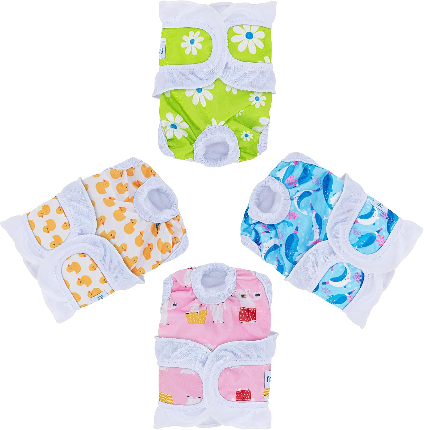 Teamoy Washable Female Dog Diapers (Pack of 4), Reusable Dog Incontinence Panties for Girl Dog in Period Heat, XS