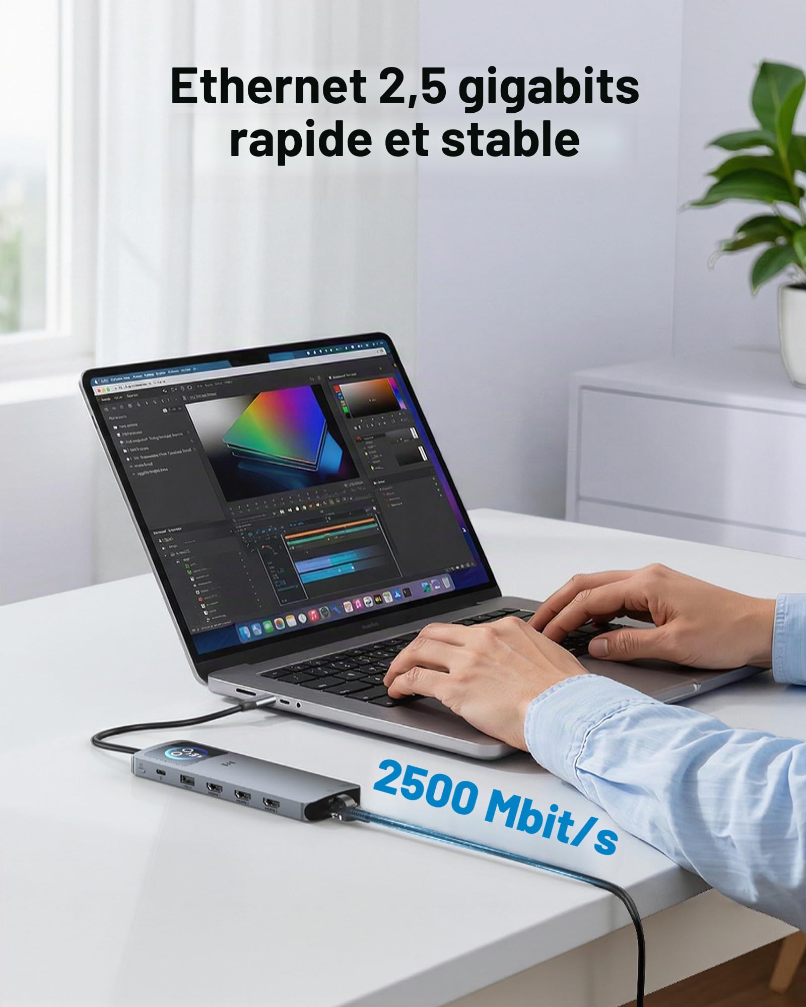 Station d'accueil USB C 3 HDMI pour ordinateur portable 3 moniteurs 13 en 1 Hub USB C Triple écran avec 3 ports HDMI 4 K, Ethernet 2,5 G, PD 100 W, 5 x 10 Gbps USB 3.1, écran intelligent, SD/TF pour