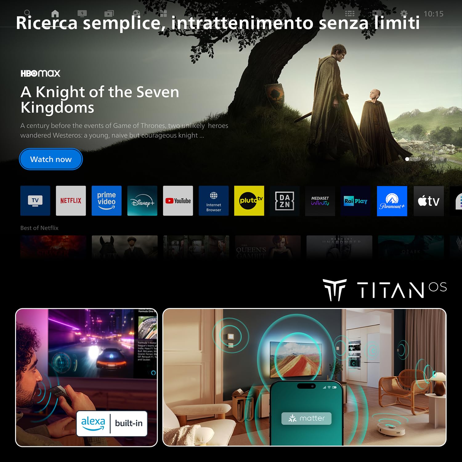 PHILIPS 50PQS9001/12 50 Inch Ambilight 4K QLED Smart TV, Pixel Precise Ultra HD, Titan OS, Dolby Atmos Sound