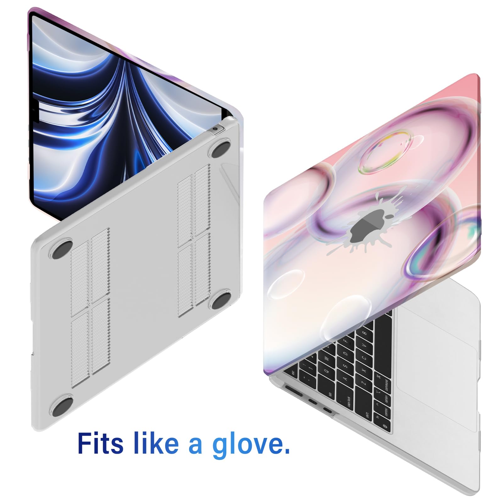 IBENZER Compatible con MacBook Air de 13 pulgadas 2025, 2024, 2023, 2022, M4, A3240, M3, A3113, M2, A2681, funda rígida y cubierta de teclado, película de pantalla y tipo C para Mac Air 13.6, burbuja
