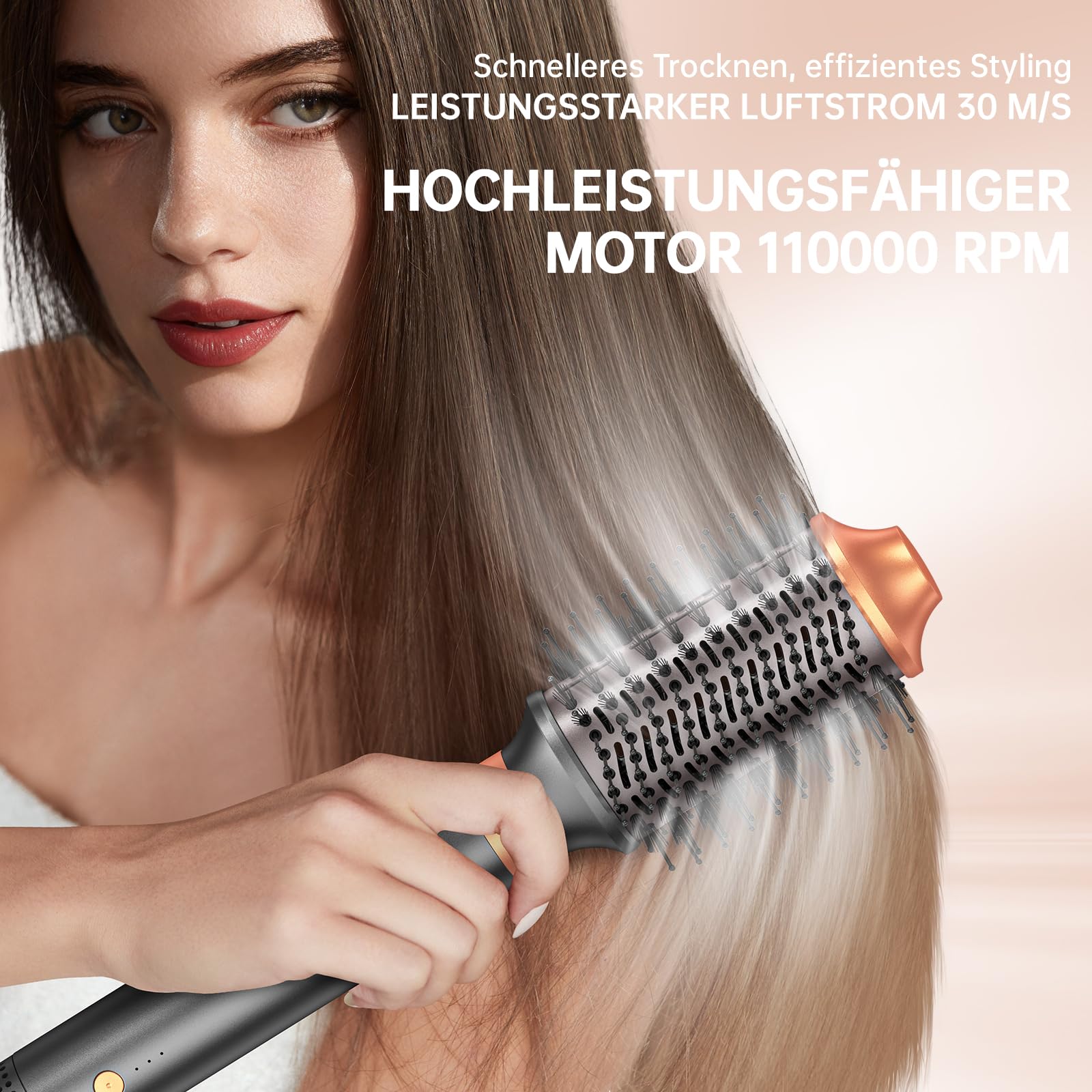 webeauty 7 in 1 Airstyler, Professioneller Hairstyler Set Neues Upgrade | 130,000U/Min, 30M/S Föhn mit Warmluftbürste, Auto Lockenstab, Air Haarglätter, Glätteisen, Volumisieren, Locken und Glätten