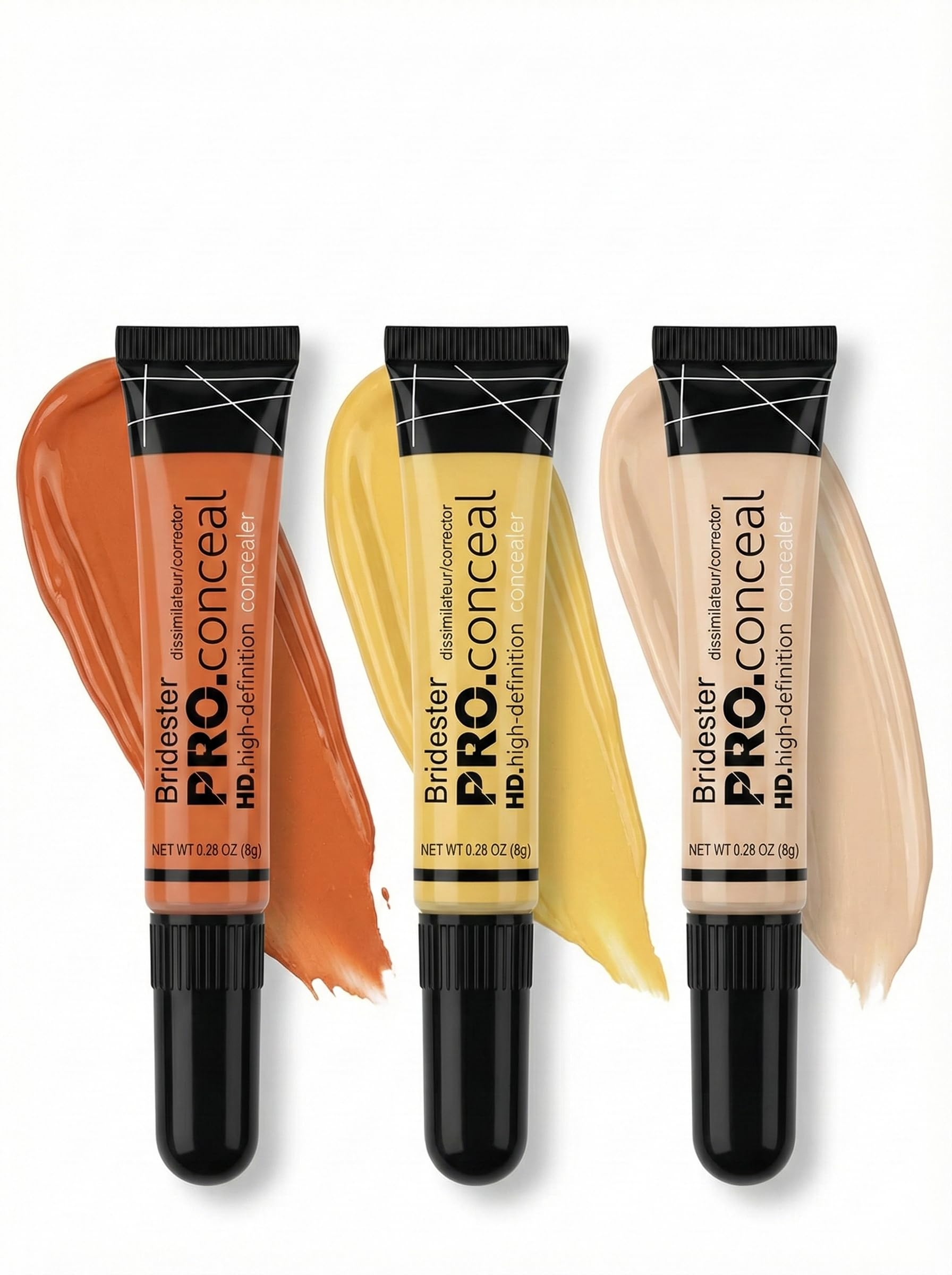 Bridester concealer HD High-Definition Concealer & Color Corrector Set - Pack of 3 (Orange, Yellow, Beige) | Full Coverage for Dark Circles, Redness & Blemishes | 8g Each-image-32