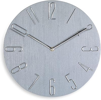 Amazon Co Jp Shutz 掛け時計 おしゃれ 静音 3d立体数字 木目調盤 北欧風 壁掛け時計 かわいい シンプル インテリア かけ時計 部屋飾り 贈り物 直径30cm グレー ホーム キッチン