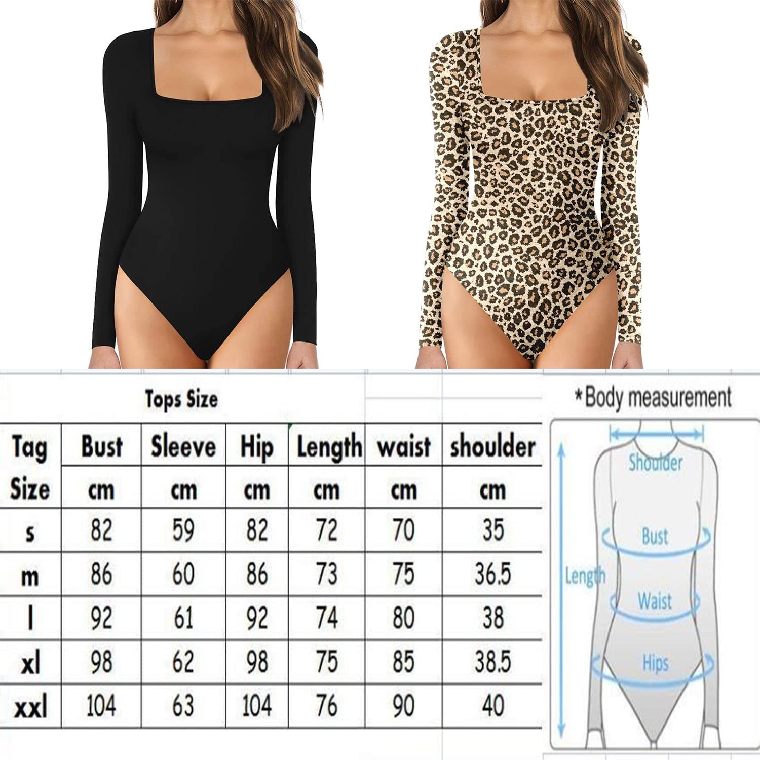 Tuta Modellante Donna A Maniche Lunghe – Scollo Quadrato A Costine – Body Sculpting Con Controllo Pancia – Nero, Medium