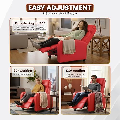 Miniatura 6 de FDW Silla Reclinable para Sala de Estar Asientos de Cine en Casa Sofá Reclinable Individual Salón Lectura con Asiento y Respaldo Acolchados