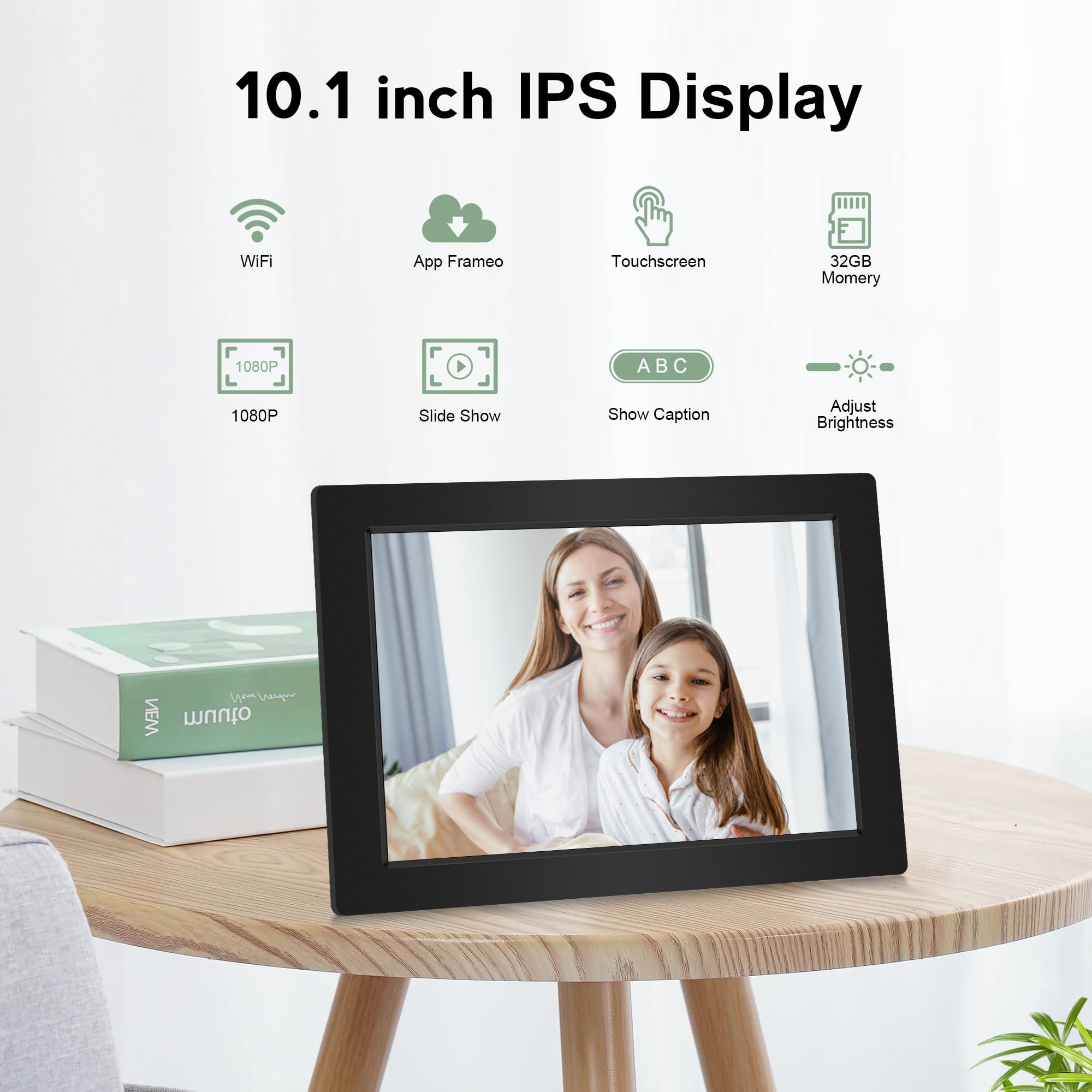 Lipa X80 Digitaler Bilderrahmen 10.1 Zoll Frameo App WLAN Android 11 IPS Touchscreen 32 GB