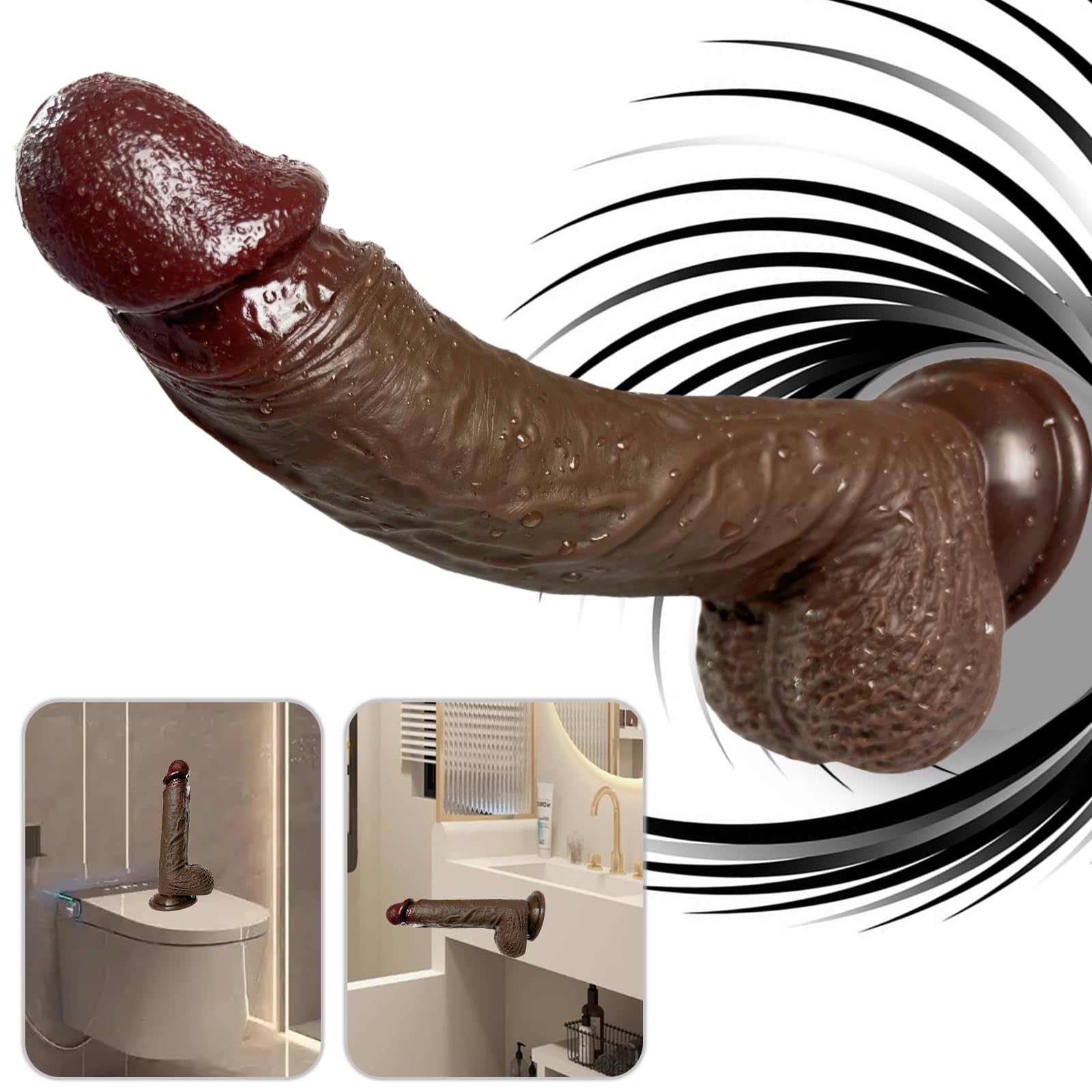 Dildo Realistico 21 cm Eiaculante Dildo Squirting in Silicone, Eiaculante con Forte Ventosa per Masturbazione Vaginale e Plearure Anale, Pene Giocattolo Sessuale per Prostata, Punto G, Bruno