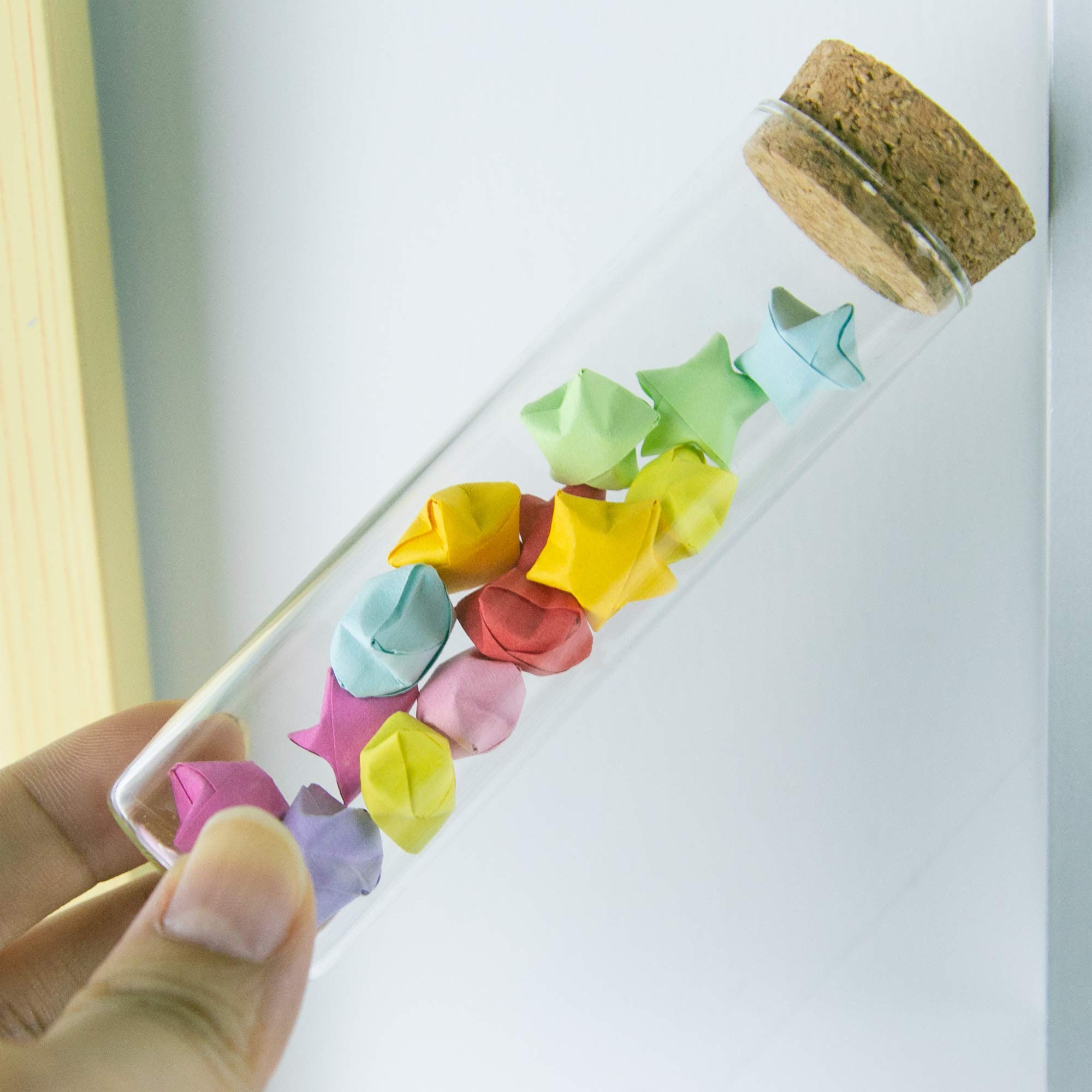 Flaschen, aus Glas, Reagenzglas, transparent, mit Korken, Fassungsvermögen von 15 ml bis 110 ml, Außendurchmesser 30 mm, 12 oder 50 Stück, Holz Glas, durchsichtig, 50ml