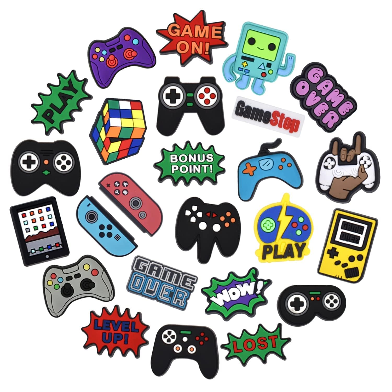 Excefore25 Pcs Video Game Shoe Charms for Clog Shoe Decoration, Trendy Game Controller Charms Accessories Pack for Boy Girls Women Men, Cute Shoe Decoration Charms for Kids Party Gifts