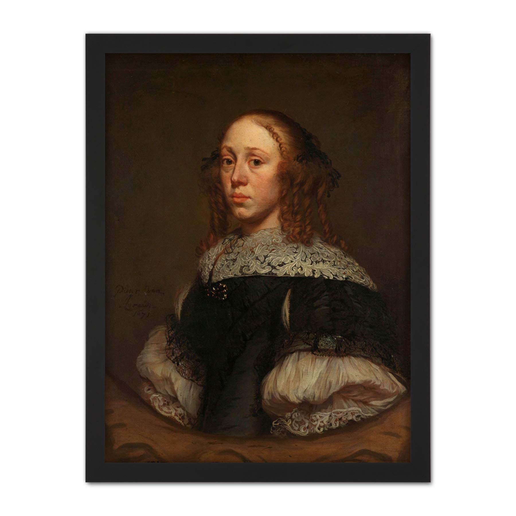 Artery8 Van Anraedt Portrait Of A Woman Painting Artwork Framed Wall Art Print 18X24 Inch