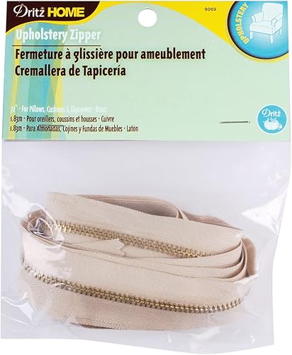 Dritz Home 9069 - Cremallera para tapicería de latón, 72 pulgadas, beige