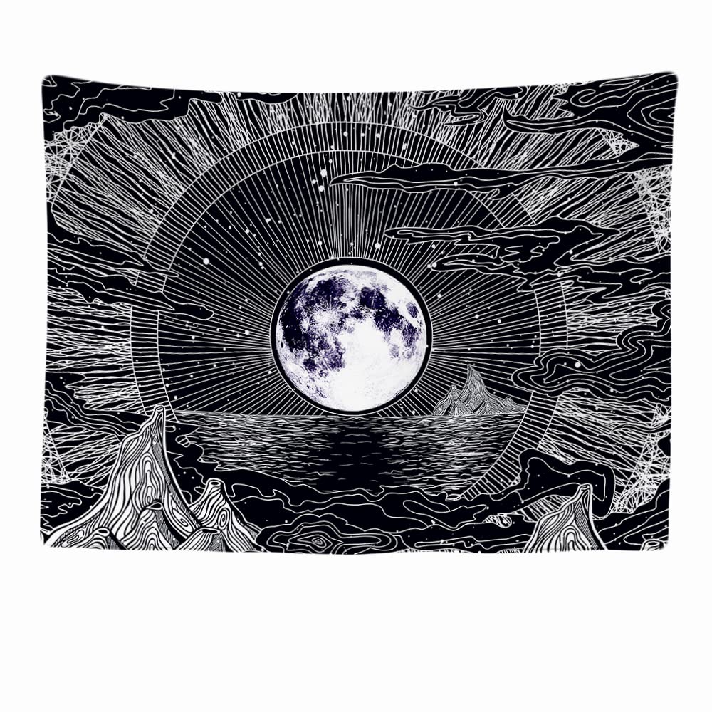 Ulticool Moon – Decorative Wall Tapestry Bedroom - Stars Nature Clouds Bohemian Psychedelic Mountains - 200 X 150Cm Large –Tapestry Aesthetic Wall - Panoramic Decoration