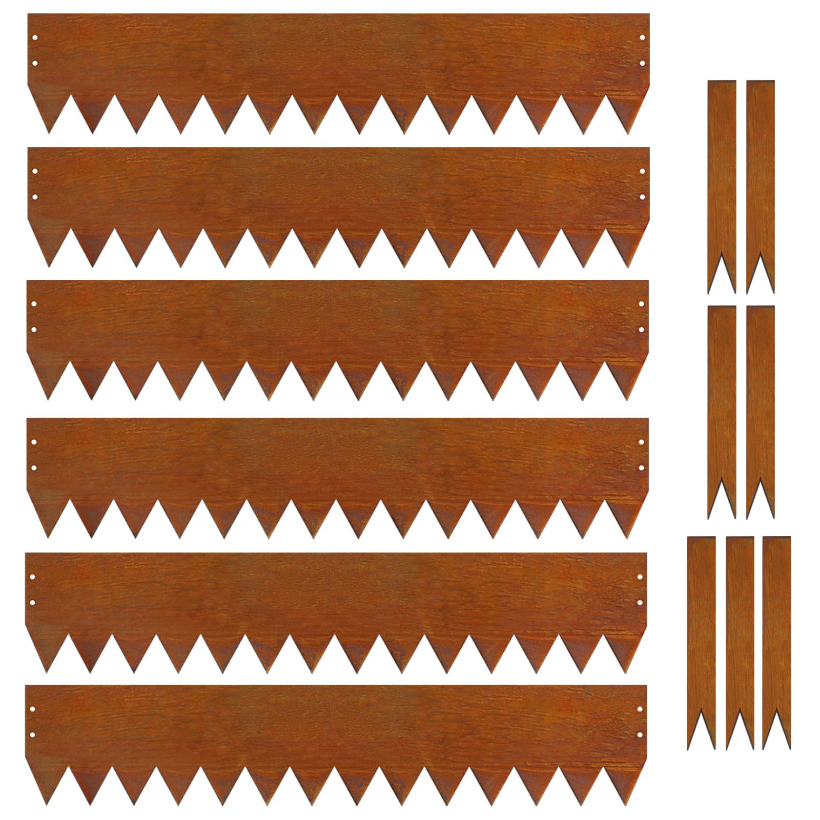 Meyoppm 40" L X 8" H Corten Steel Landscape Edging,6 Pack Landscape Edging with 7 Clips and Gloves,Garden Edging Border for Lawn, Flower Bed, Yard (