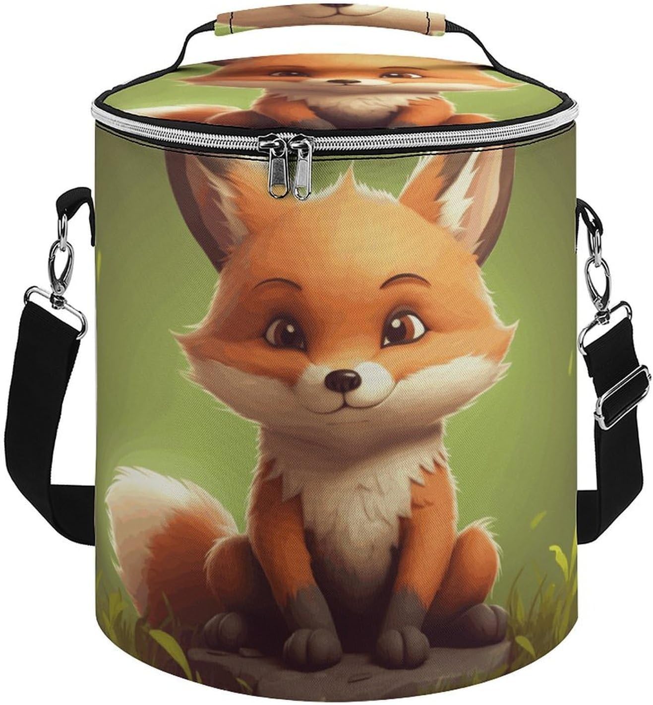 Cute Little Fox Lunch Bag 15L, Insulated Picnic Basket with Leakproof Design - Large Cooler Tote for Camping, Beach, Hiking & Groceries