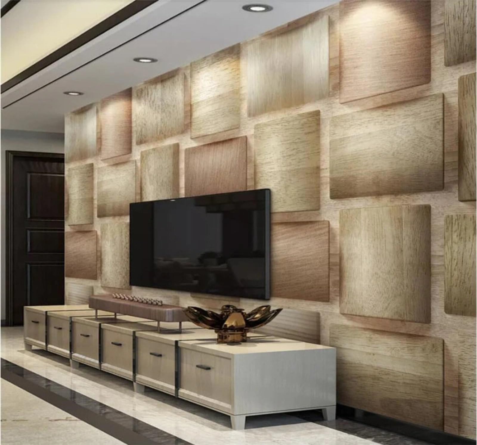 Wallpaper-3D-Xlm 400Cm×280Cm(B×H) Abstract Minimalist Vintage Woodgrain Unique 3D Wallpaper Easy Install Feature Office Living Room Sofa Bedroom Tv Background Wall Decoration-400Cm×280Cm