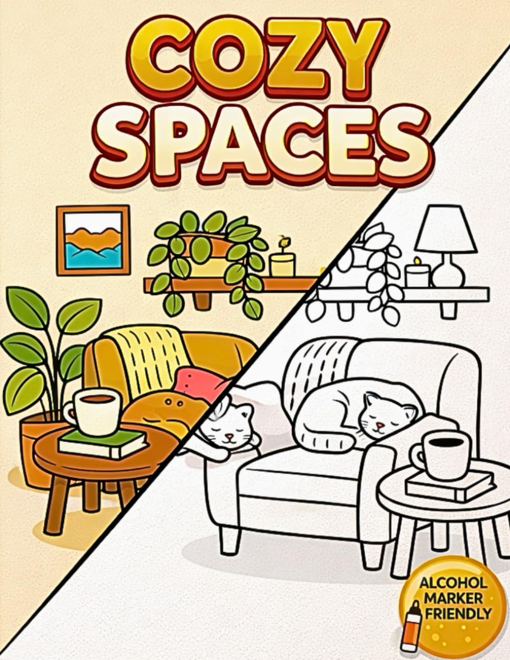 Cozy Life: Bold and Easy Coloring Book: Large Print Simple Illustrations of Comfy Spaces and Relaxing Rooms for Adults and Seniors