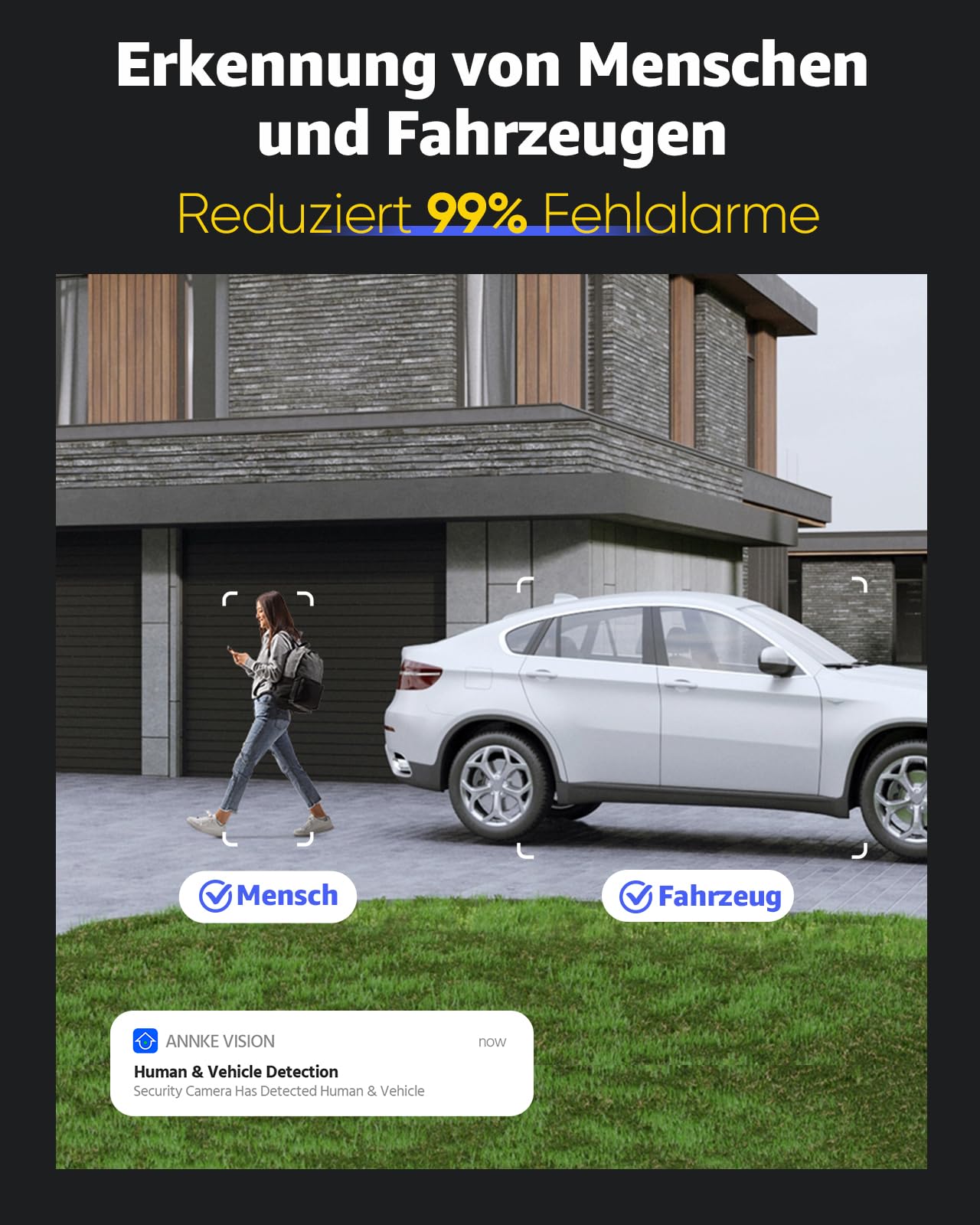 ANNKE 12MP IP PoE Überwachungskamera Aussen, Outdoor Kamera mit Person- und Fahrzeugerkennung, 100ft Farbenachtsicht, H.265+, IP67, 24/7 Videoüberwachung, SD-Kartensteckplatz bis zu 512G